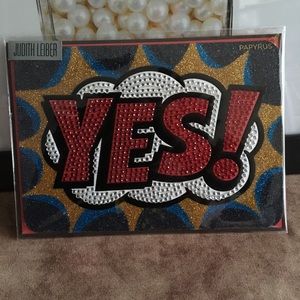 JUDITH LEIBER NIB AUTHENTIC BEJEWELED “YES” CRYSTALS CARD WITH ENVELOPE